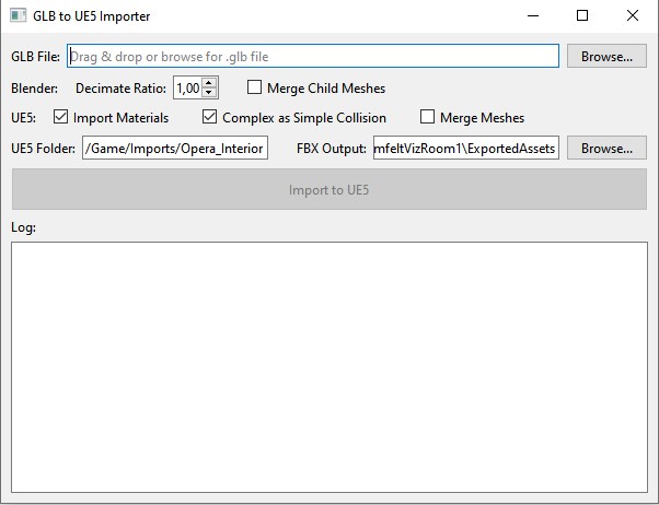 GLB-UE-Importer UI screenshot